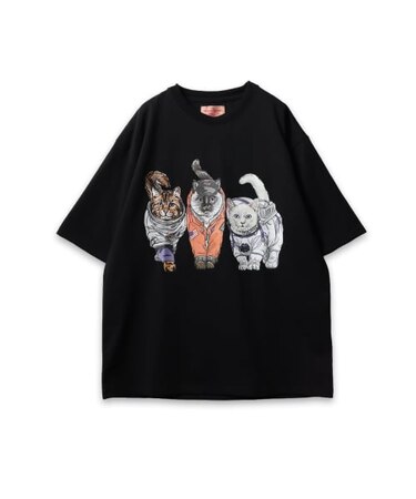 【CORISCO】 度詰め天竺アニマル前後プリントTEE ネコ イヌ プリント