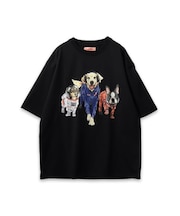 【CORISCO】 度詰め天竺アニマル前後プリントTEE ネコ イヌ プリント