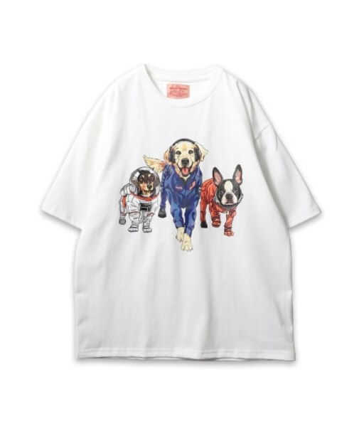 【CORISCO】 度詰め天竺アニマル前後プリントTEE ネコ イヌ プリント