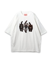 【CORISCO】 度詰め天竺キャットフロッキーインクジェットプリントTEE ネコプリント