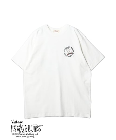 【PEANUTS】 スヌーピー”WE ALWAYS ENJOY SKATEBORDING”プリント ショートスリーブTシャツ