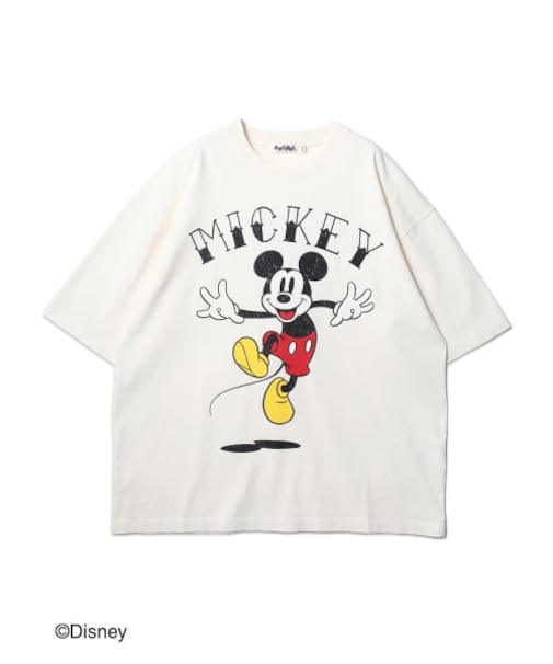 【ANTIBAL】 ミッキーマウス ""MICKEY""カスレプリント ショートスリーブTシャツ