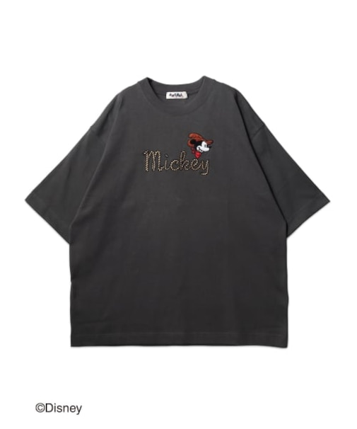 【ANTIBAL】 ミッキーマウス ""HOWDY""刺しゅう ショートスリーブTシャツ