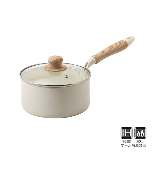 セラミール IH対応ガラス蓋付深型片手鍋18cm