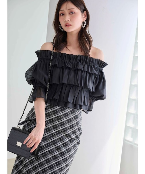 オフショル2WAYティアードブラウス