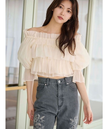 オフショル2WAYティアードブラウス
