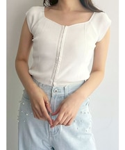 フロントホックリブニット