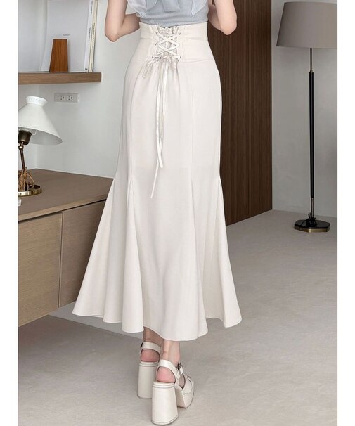 バックレースアップストレッチマーメイドスカート