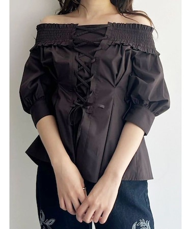 前後2WAYレースアップコルセットブラウス