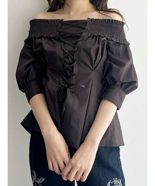 前後2WAYレースアップコルセットブラウス