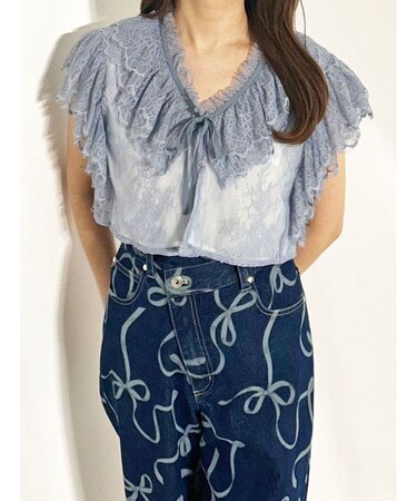 レースクロップドブラウス