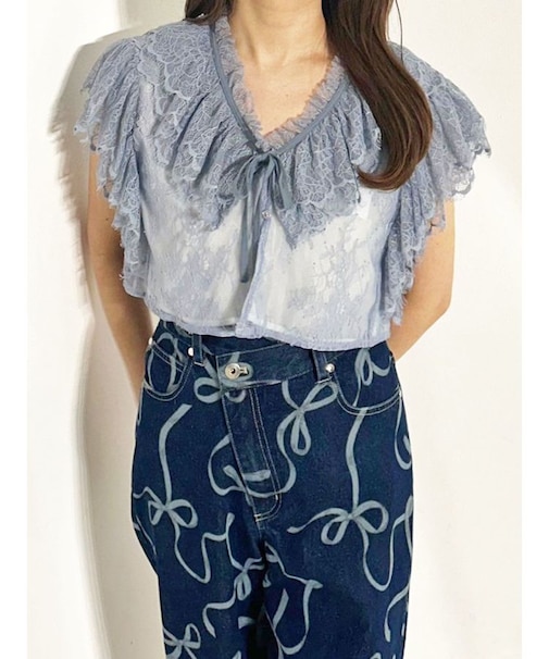レースクロップドブラウス