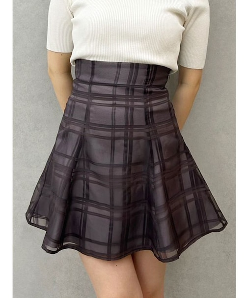 シアーチェックバックレースアップミニスカパン
