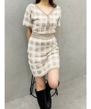 チェックミニニットセットアップ