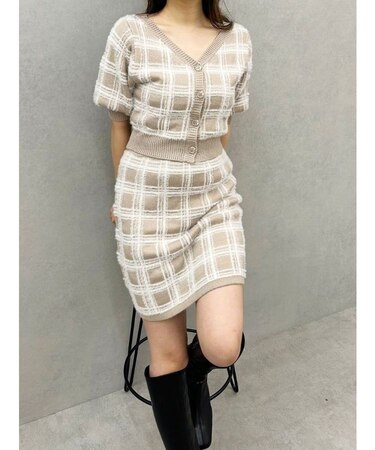 チェックミニニットセットアップ