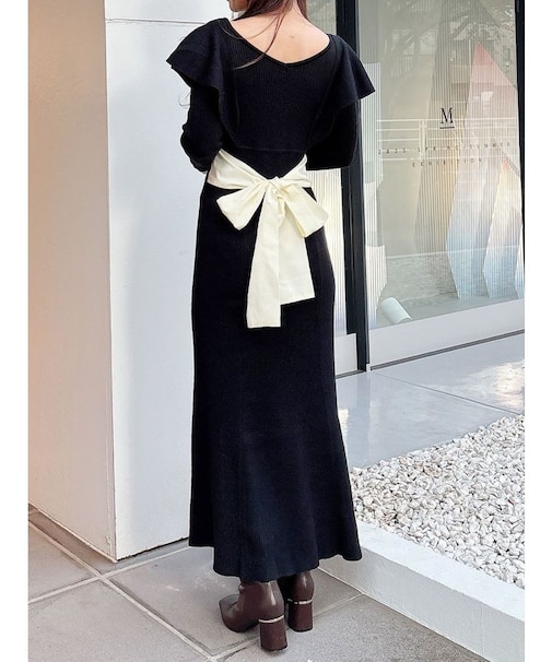 2WAYラッフルマーメイドニットワンピース