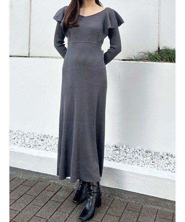 2WAYラッフルマーメイドニットワンピース