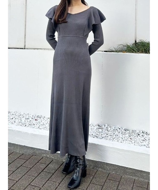 2WAYラッフルマーメイドニットワンピース