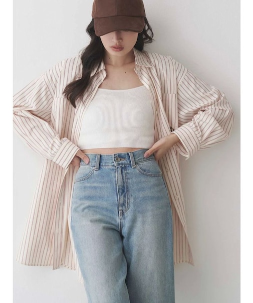 ワンポイント エンブロイダリーボーイフレンドシャツ