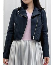 フェイクレザーコンパクトライダースジャケット