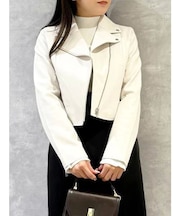 フェイクレザーコンパクトライダースジャケット