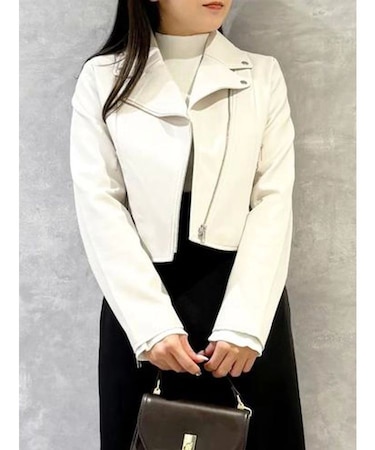 フェイクレザーコンパクトライダースジャケット