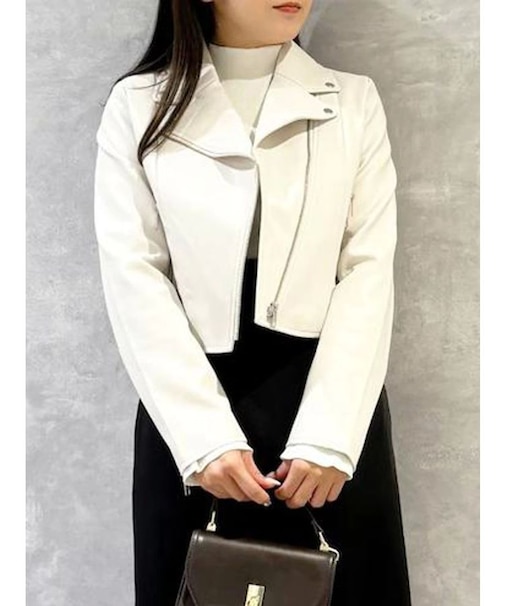 フェイクレザーコンパクトライダースジャケット