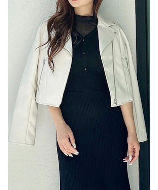 フェイクレザーコンパクトライダースジャケット