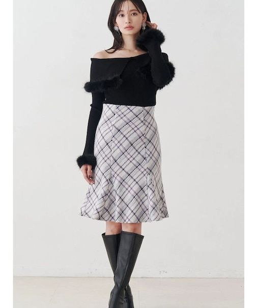 オリジナルロービングチェックニーレングススカート