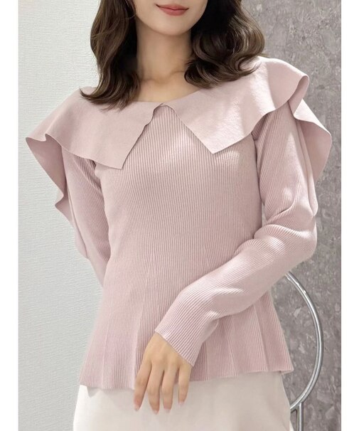 ペプラムラッフルコンパクトニット