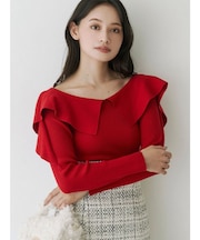 ペプラムラッフルコンパクトニット