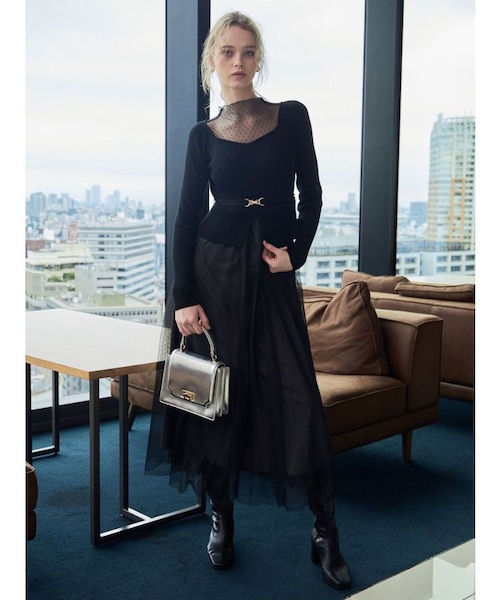 ビットニットドットチュールドッキングワンピース｜マーキュリーデュオ