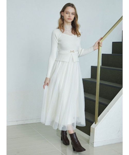 ビットニットドットチュールドッキングワンピース｜マーキュリーデュオ