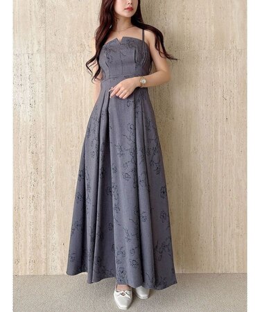 リネンライクバックレースアップキャミワンピース