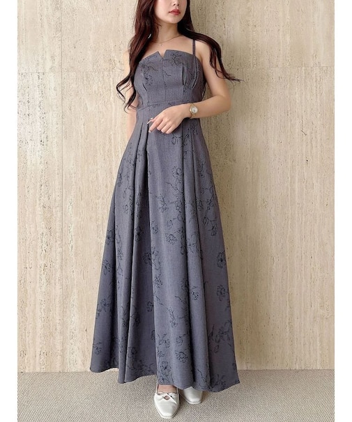 リネンライクバックレースアップキャミワンピース