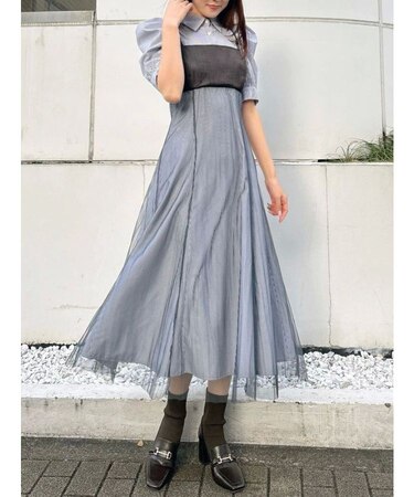 ビスチェドッキングパワショルシャツワンピース