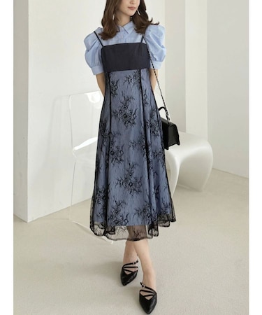 ビスチェドッキングパワショルシャツワンピース