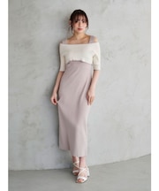 3WAY配色ストラップバッククロスハーフスリーブワンピース