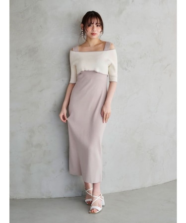 3WAY配色ストラップバッククロスハーフスリーブワンピース