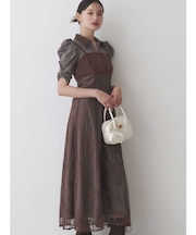 ダブルカラービスチェドッキングパワショルシャツワンピース