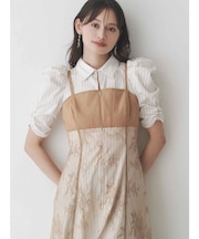 ダブルカラービスチェドッキングパワショルシャツワンピース