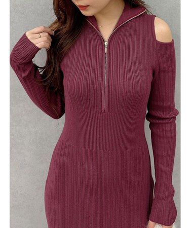 ZIPマーメイドニットワンピース