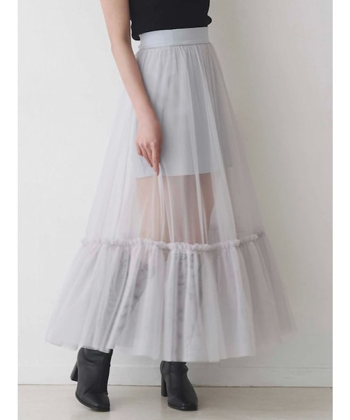 チュールティアードスカート