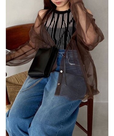 【OUNNOUN】チュールレイヤードシャツ