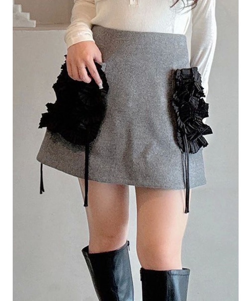 【OUNNOUN】フリルデザインミニスカート