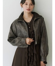 フェイクレザークロップドブルゾン