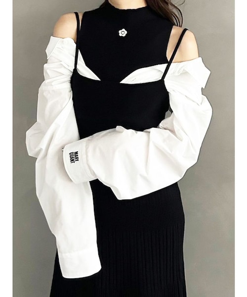新品【MERCURYDUO】MARY QUANTシャツドッキングニットワンピース MARY QUANTコラボ】シャツドッキングニットワンピース｜マーキュリー