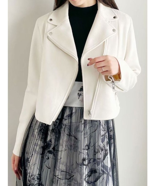 フェイクスエードコンパクトライダースジャケット