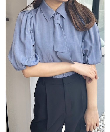 3WAYネクタイバルーンスリーブブラウス