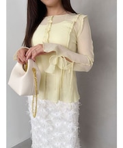 【OUNNOUN】楊柳2WAYフレアスリーブブラウス